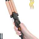 Crimper Hair Tool for Short Hair, 1/2 Inch Mini Crimper for Tight Beach Waves, Mini 3 Barrel Curling Iron with Argan Oil Infused, Beach Waves Curling Iron, Easy to Use