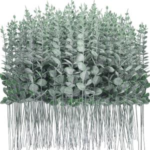 300 Pcs Eucalyptus Stems Faux Greenery Artificial Eucalyptus Leaves Eucalyptus Decor Greenery Stems Faux Greenery Branches for Wedding Centerpiece Flowers Bouquet Farmhouse Home Decor (Dark Green)