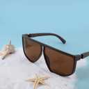 FEISEDY Square Oversized Sunglasses for Women Men Flat Top Fashion Shades B2669 (Brown)