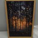 JLTULT Framed Enchanted Forest Firefly Canvas Wall Art, Dark Twilight Landscape Wall Decor, Rustic Botanical Nature Tree Art Prints for Bedroom Living Room Office Decoration 16x24 inch Easy to Hang