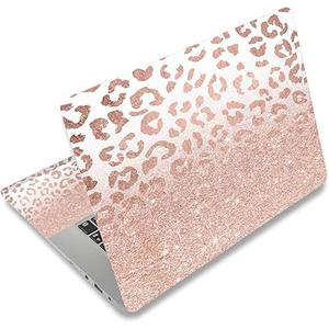 DINKY Laptop Skin Sticker Decal, 12" 13" 13.3" 14" 15" 15.4" 15.18 inch Laptop Universal Reusable Vinyl Skin Stickers Cover Art Decal Notebook PC Personalized Protector-Abstract Flora ( Rose Pink Leopard Print)