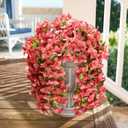 HyeFlora Bougainvillea Artificial Hanging Flowers Plants for Outdoors Winter Decoration, 2pcs Faux Bougainvillea Vines Red Fake Flowers Realistic UV Resistant Silk Flowers for Outside Planter Yard Urn