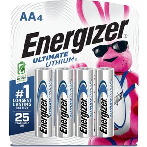 Energizer Ultimate Lithium AA Batteries (4 Pack), 1.5V Lithium Double A Batteries