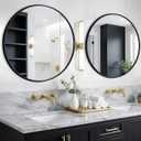 Round Bathroom Mirror for Wall, 2 Pack 30" Black Circle Mirror, Tempered Glass Bathroom Mirror for Over Sink, Modern Metal Framed Round Vanity Mirror for Entryway, Bedroom, Living Room
