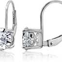 Amazon Essentials Platinum-Plated Sterling Silver Infinite Elements Zirconia Leverback Earrings (previously Amazon Collection) (3 carat)