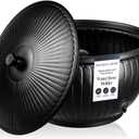 Monarch Abode Garden Hose Holder with Lid Decorative Water Hose Holders for Outside, Arch Embossed Metal Matte Black Pot with Drainage, 100ft Waterhose Holder for Outside, Garden Storage Caddy