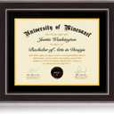 14x17 Diploma Frames 11x14 with Black Mat - Walnut Wood Finish | Shatter-Resistant Glass | for Wall Mounting | Gift for Graduations & Professional Certificate (1 Pack)