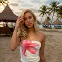 Women's Y2k Cute Tube Tops Floral Non-Slip Strapless Crop Top Summer Boho Stretchy Bandeau（Medium,White (M)