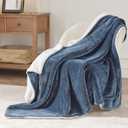 Bedsure GentleSoft Sherpa Fleece Throw Blanket for Couch, Non-Heated, Thick and Warm Throw for Women and Men, Soft Fuzzy Plush Blanket for Winter, Slate Blue, 50x60 Inches