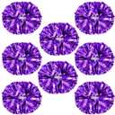 8 Pcs Cheerleading Pom Poms, Plastic Metallic Foil Cheer Hand Flowers Bulk, Cheerlead Pompoms for Adult Sports Team Ball Game 13.4 Inch, 75g Weight Each (Purple)