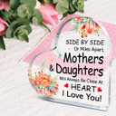 3 x Gifts for Mom from Daughter,Appreciation Gifts for Mom Birthday Thanksgiving Christmas,Always Be Closer At Heart Sign Acrylic Flowers Plaque 4.5x4.5 Inches