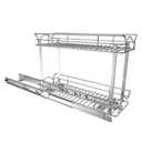 OCG Slide Out Cabinet Organizer for Narrow Cabinet (7" W X 17" D), 2 Tier Pull Out Shelves Slim Sliding Cabinet Organizer and Storage, Chrome