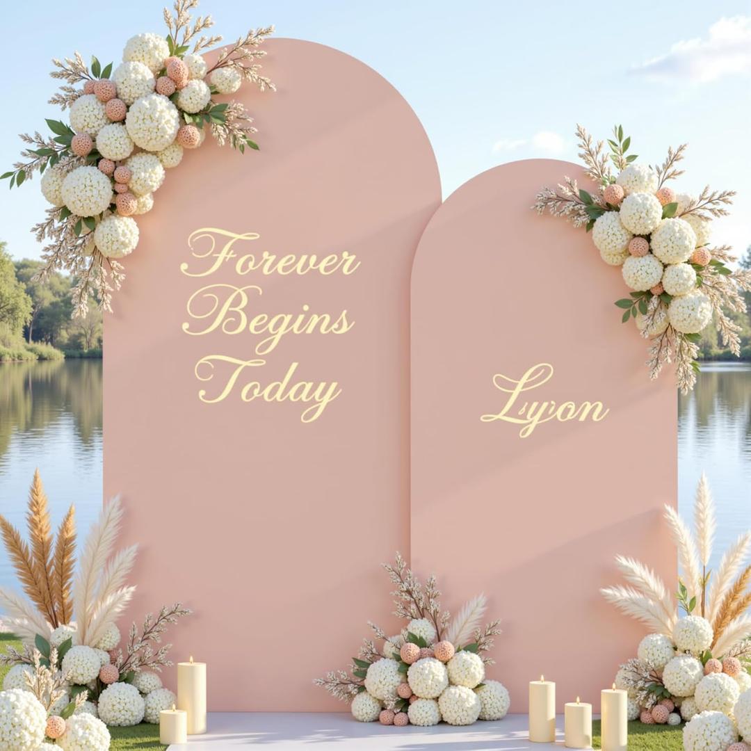 Nude Arch Backdrop Cover Set of 2-7.2ft, 6ft Arch Covers Stretchy Backdrop Spandex Party Arch Stand Covers for Birthday Party Baby Shower Wedding Bridal Shower Banquet Photo Background Decorations