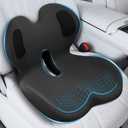 Trucker Seat Cushion, Car Seat Cushions with Lumbar Support Pillow, Ergonomic L-Shaped Orthopedic Memory Foam Pad for Long Driving Back Pain Sciatica Relief, Drivers Office Workers (Black+ Gray)