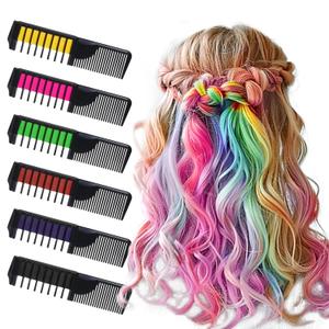 3 x 6 PCS Hair Chalk Comb Set Temporary for Girls Kids Makeup Kit, Washable Hair Chalk for Christmas Gifts Toys Birthday Cosplay Festivals Hair DIY Party (Black+Green+Pink+Yellow+Purple+Red)