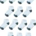 Amazon Essentials Cotton Ankle Socks, 14 Pairs, White/ Grey Heather, 2T-3T