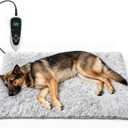 Dog Heating Pad 28x18 in with Smart Thermostat Switch and Power Line Protection Tube,Obtained MET and UL Dual Certification,Waterproof Puppy Heating Pad- Gray 1