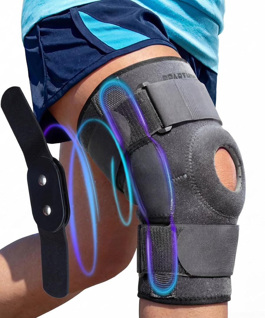 Sparthos Hinged Knee Brace - Relieves ACL, MCL, Meniscus Tear, Arthritis, Tendon Pain - Dual Metal Side Stabilizers - Support for Running, For Men and Women Check Size Chart (Large, 15-20 Thigh) (Gray/Black)