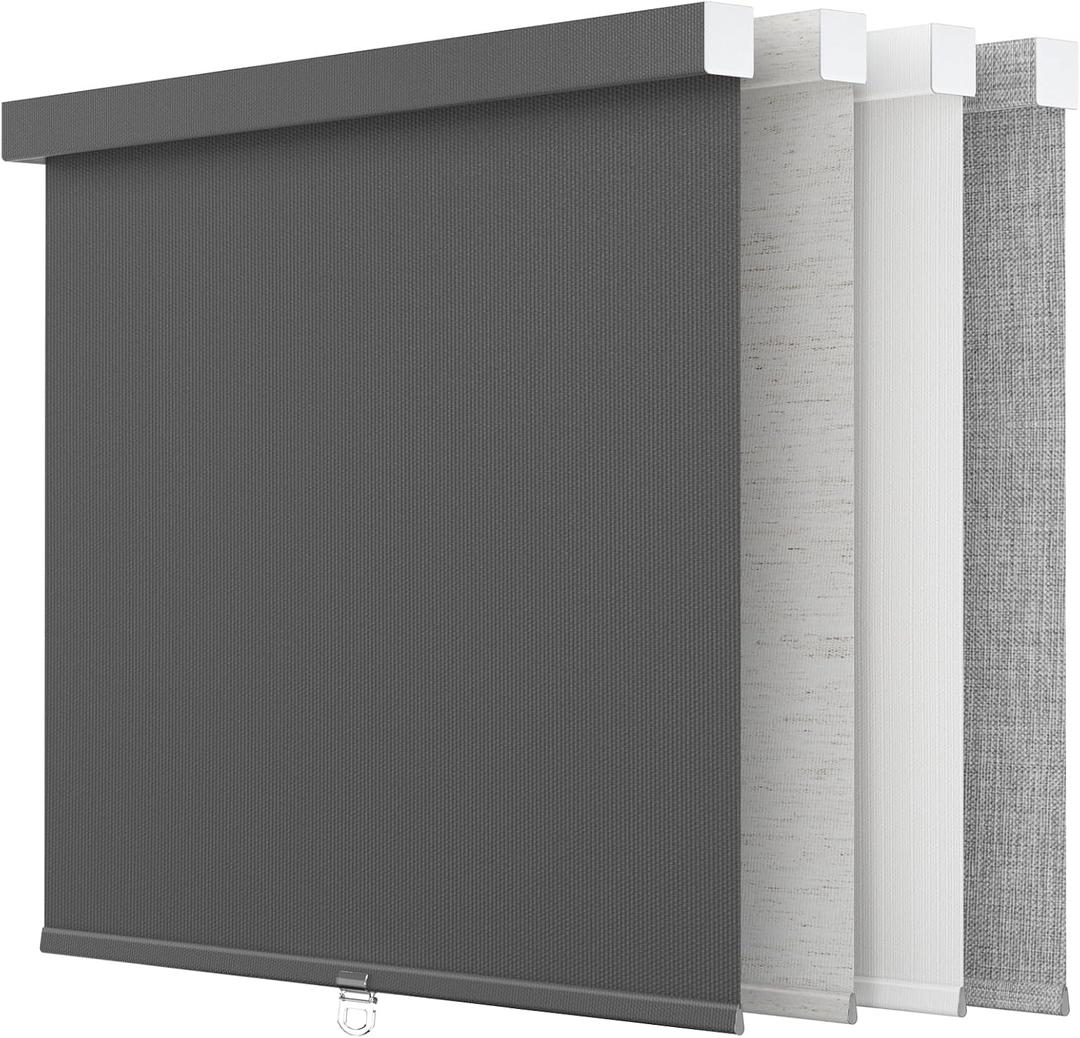 Astomi Blackout Pull-Down Window Shades, Cordless Free-Stop Blinds with Valance, Easy to Install and Efforless to Control, Ideal for Home and Office (22" W x 72" H, Black)