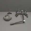 Kitchen Faucet Wall Mount, with Side Sprayer 8 Inch Center, Folding Design for Commercial Use, Stainless Steel Bar Taps (Dual Hands)