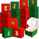100 Pcs Christmas Cookie Boxes with Windows Red and Green Bakery Boxes Christmas Paper Treat Cases for Holiday Party Favor Pastries, Cupcakes, Cookies, Donuts, Small Gift Wrapping