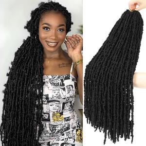 30 Inch 6 Packs Butterfly Locs Crochet Hair Soft Distressed Locs Crochet Hair for Black Women Pre Looped Long Butterfly Faux Locs Natural Braids Hair Extension(30inch,1B)