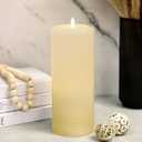 LumiPur Signature Natural Glow Flickering Flameless LED Wax Pillar Candle (3.5" x 9", Linen White)