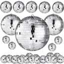 MTLEE 20 Pcs Disco Balls Decoration Mirror Disco Ball Assorted Silver Mini Glass Different Sizes Reflective with Rope for 70s Wedding Dance Music(4, 3. 2, 2 Inch)