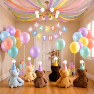 Thenshop 56 Pcs Pastel Birthday Party Decor Party Hats for Stuffed Animals