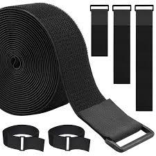 WSZJINB 1.5In x 16Ft Cinch Straps Heavy Duty With 20 Buckles, Black Nylon Hook and Loop Straps, Reusable Long Cable Ties for Organizer or Storage