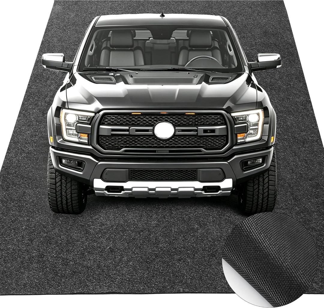 Extra Large Garage Floor Mat 8' 10" x 22' - Premium Felt + Waterproof Backing Thickened and Soft Heavy Duty Oil Absorbent Non-Slip Pad Garage Parking Mats for Floor Large SUVs MPV Pickup Truck RV