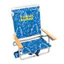 Tommy Bahama 5-Position Classic Lay Flat Backpack Beach Chair with Cooler and Cup Holder, Portable Folding Beach Chair for Tanning, Blue Tropical Leaves