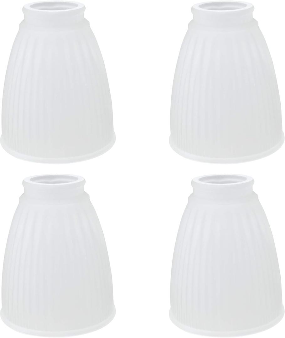 Aspen Creative Frosted 23088-4 Transitional Style Replacement Bell Shaped Ribbed Glass Shade, 2 1/8" Fitter Size, 4 5/8" high x 4 1/4" Diameter, 4 Pack
