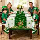 Hexagram St Patricks Day Tablecloth Rectangle 60 x 84 Inch, Green St Patrick's Day Shamrocks Table Cloth Gnome Truck Cover for Party Home Dinner Decor