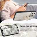 for iPhone 15 Pro Max Case with Finger Strap Holder, Cute Cool Butterfly Print Pattern Design for Women Men, Shockproof Anti Scratch Hand Kickstand Protective Cover, White