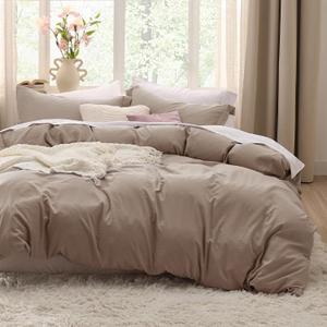 Bedsure Khaki Duvet Cover King Size - 3 Pieces Prewashed Extra Soft Bedding Set, Includes 1 Duvet Cover 104x90 Inches with Zipper Closure & 2 Pillow Shams, Comforter Not Included