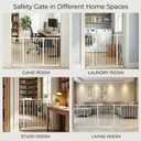 Walk Through Baby & Dog Gate 29-34 Inch, Pressure Mounted No Drilling, Indoor Safety Gate for Stairs & Doorways, Metal Design for Kids and Pets, White