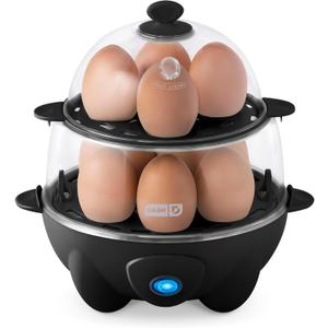 Dash Deluxe Egg Cooker - Boiler, Poacher & Steamer - Includes Measuring & Recipe Guide - Dishwasher Safe - Holds 12 Eggs, Black