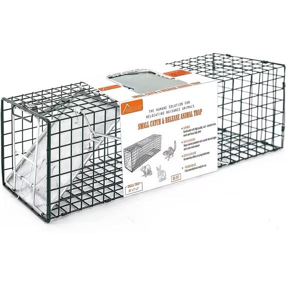 HOMESTEAD 24 Inch Heavy Duty Collapsible Live Animal Trap - Trap for Squirrels, Chipmunks, Rabbits, Kittens, Foldable Steel Trap (24 Inch)