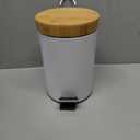 Bathroom Trash Can with Bamboo Lid, 5 Liter  1.32 Gallon Soft Close Kitchen Trash Can - Removable Liner, Foot Pedal, Steel Construction, Anti-Slip Garbage Can  Small Trash Bin for Bedroom & Office
