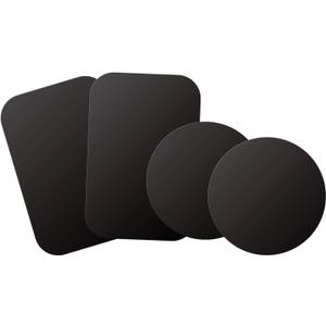 Mount Metal Plate with Adhesive for Magnetic Cradle-Less Mount by WixGear - X4 Pack 2 Rectangle and 2 Round (Compatible with Magnetic mounts) (Black)