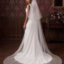 Pencil Edge 2 Tier Long Simple Plain Wedding Bridal Veil with Metal Comb