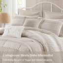 Madison Park 5-Piece Farmhouse Comforter Set with Ruching & Lace Trim, Soft Chambray Bedding, Includes Comforter and 2 Decorative Pillows, King, Neutral