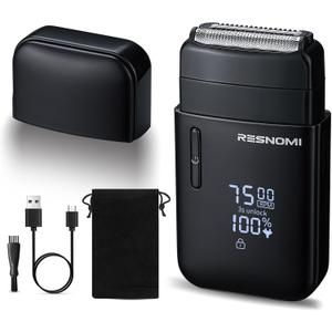 Electric Foil Shavers for Men, Electric Razor for Men Face - 2 Floating Blades, IPX7 Waterproof, 3 Adjustable Gears, LCD Display, Type-C Rechargeable,Wet/Dry Foil Shaver for Travel & Home, Matte Black