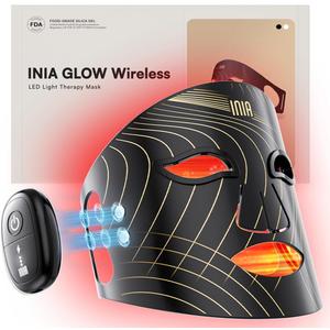 INIA Red Light Therapy Mask for Face, Glow Wireless LED Face Mask Light Therapy with Near-Infrared Red Light (NIR), Rechargeable and Ergonomic Design for Home & Travel (Pink)