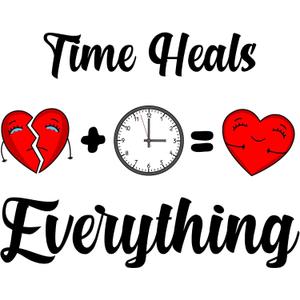Cute Quote Wall Decal Time Heals Everything Time Heals Everything Quote with Cute Hearts Size: 40 Inch X 32 Inch