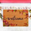 Juvale Fall Leaves Coir Welcome Mat - Indoor & Outdoor Fall Door Mat - Low Pile Dirt-Trapping Autumn Doormat - 36 x 24 in, Multi-Color