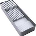 Linoroso Knife Drawer Organizer With In-Drawer Knife Block for 9 Knives, Kitchen Utensil Organizer, BPA Free Secure Storage Tray for Countertop Organization