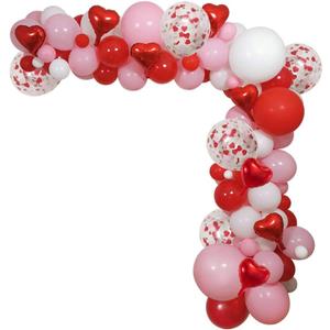 Valentines Red Pink White Party Balloons Arch, 110 PCS Valentines Color 18" 12" 5" Balloons Red Heart Foil Balloons for Girls Bday 1st 2nd 3rd 16th 18th 21st 30th Bridal Shower Bride to Be Decor