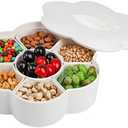 ZOOFOX Divided Serving Dish with Lid, Melamine Appetizer Tray with 7 Removable Compartment, Snacks Bowls for Chips and Dip, Veggies, Candy and Nut